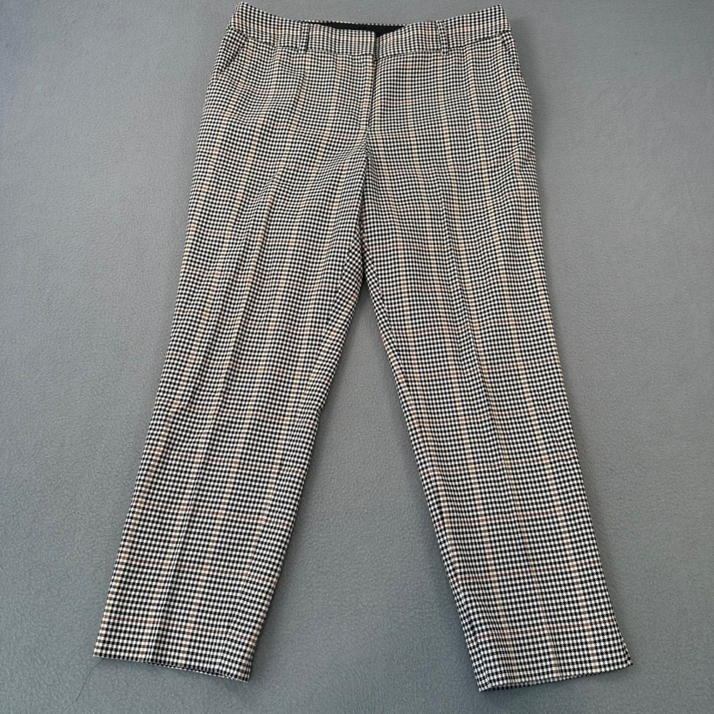 Talbots Hampshire Ankle Pants Womens 12 Plaid Houndstooth Straight Leg Trousers